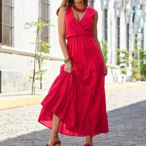 Surplice tiered cotton maxi dress- size M-NWT